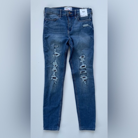 Abercrombie Kids Girls High Rise Jeggings Distressed Destroyed Size 13/14 NWT - Picture 1 of 8